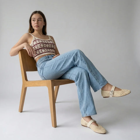 Gabby Woven Mary Jane Flats