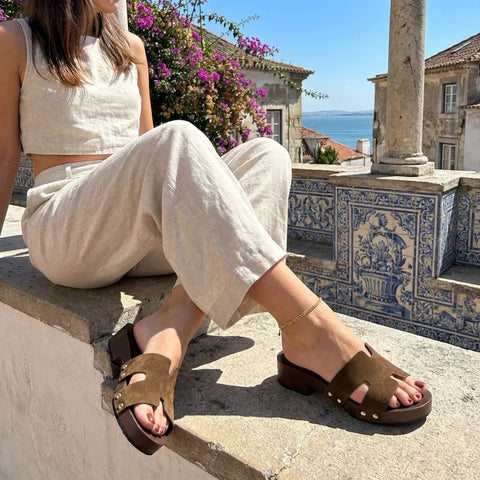 Thai-L Genuine Leather Platform Sandals