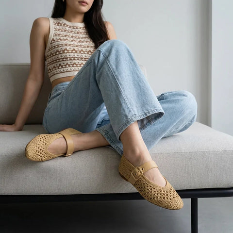 Gabby Woven Mary Jane Flats