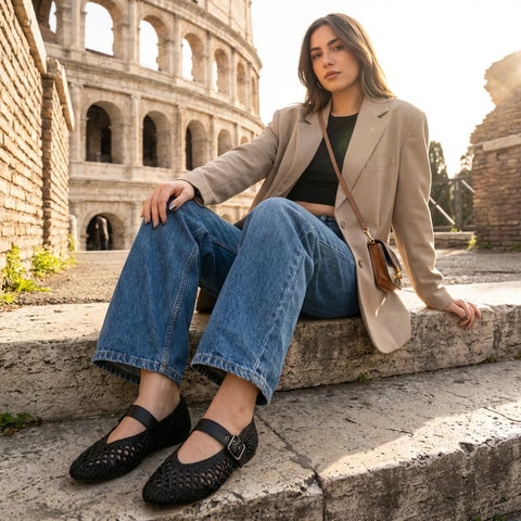 Gabby Woven Mary Jane Flats