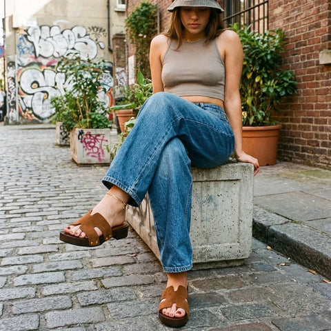 Thai-L Genuine Leather Platform Sandals